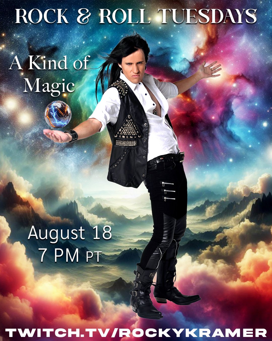 Rocky Kramer’s Rock & Roll Tuesdays Presents  “A Kind of Magic” On Tuesday, August 18th, 2026 7 PM PT on Twitch
